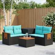 Set di divani 6 pz Nero e Blu Rattan sintetico e Acciaio 3447660