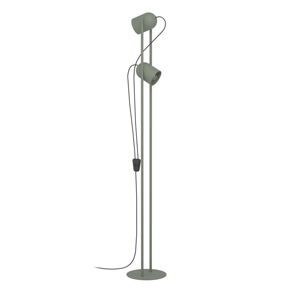 Piantana Industrial Minimal Tilston Acciaio Verde 2 Luci E14 Ip20