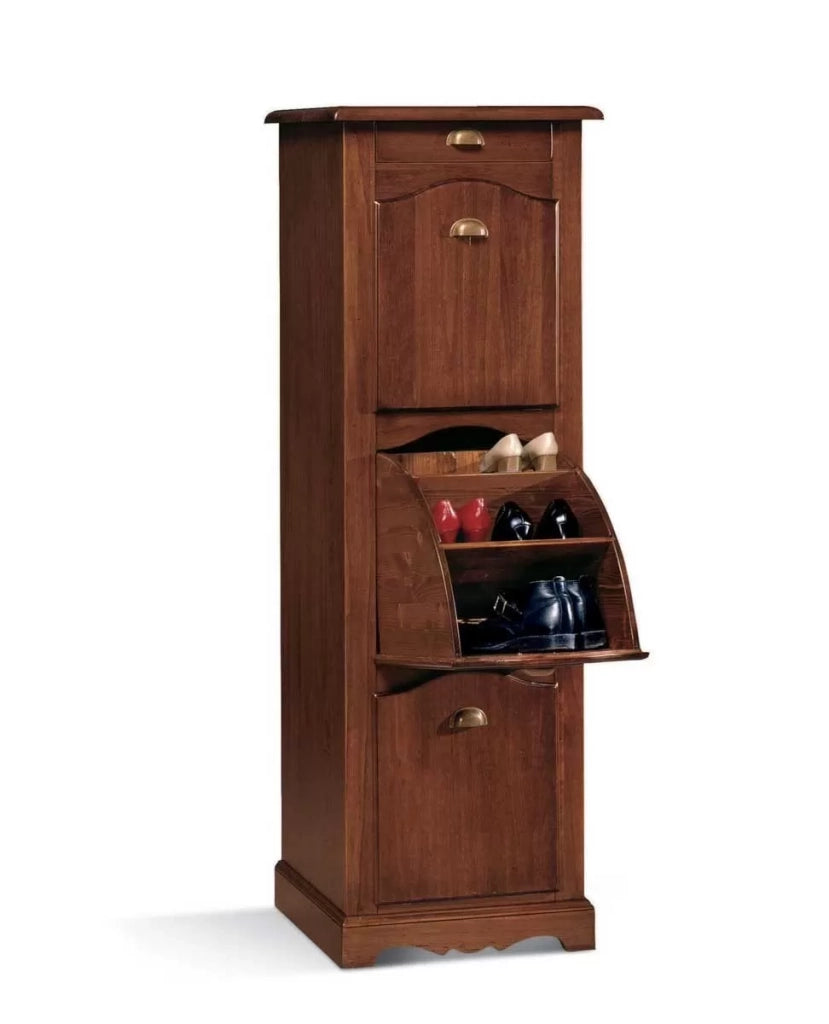 Scarpiera singola finitura laccato avorio pennellato con decori - Mobili 2G