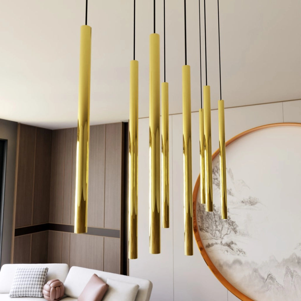 Lampada a sospensione Selter in acciaio nero e oro