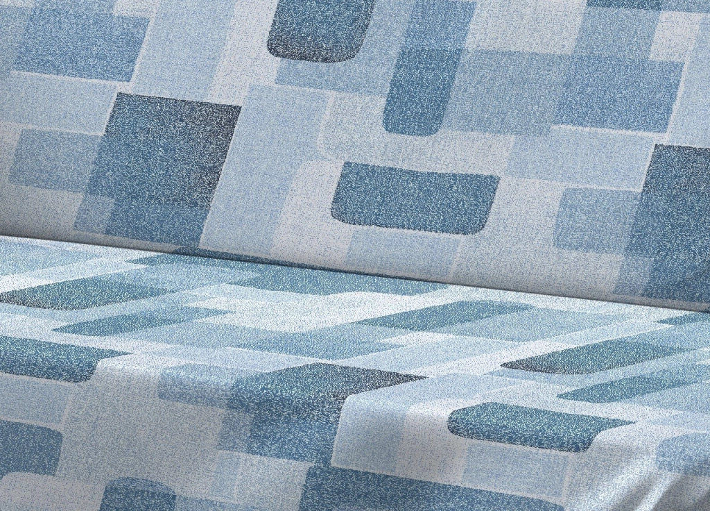 Telo Arredo Granfoulard Copritutto Salvadivano 100% Cotone Dis. Brick - Singolo - Azzurro