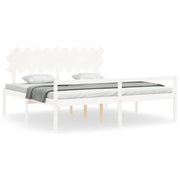 Letto matrimoniale | Letto per adulti | Letto per Anziani con Testiera Bianco 200x200 cm Legno Massello