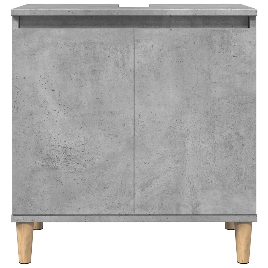 Set Mobili da Bagno | Armadio da bagno 3 pz Grigio Cemento in Legno Multistrato