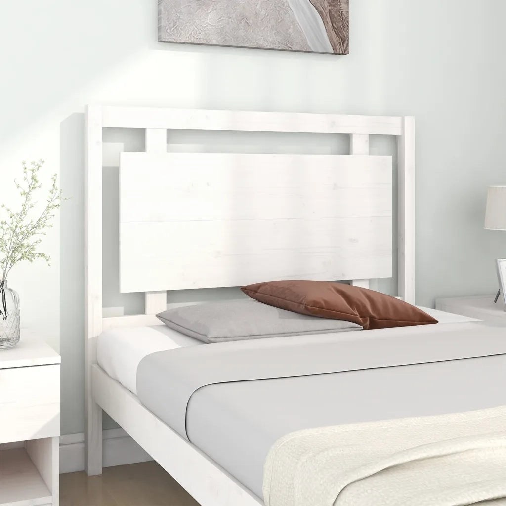 Testiera per Letto Bianca 105,5x4x100 cm Legno Massello di Pino