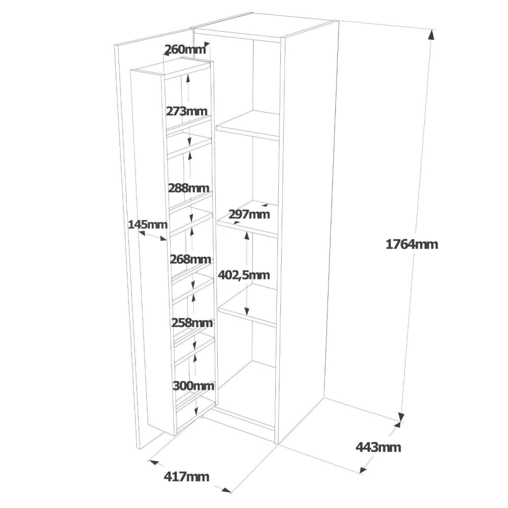 Gaemi, Armadio Multiuso 1 Anta Appendiabiti, 42x176h cm Bianco