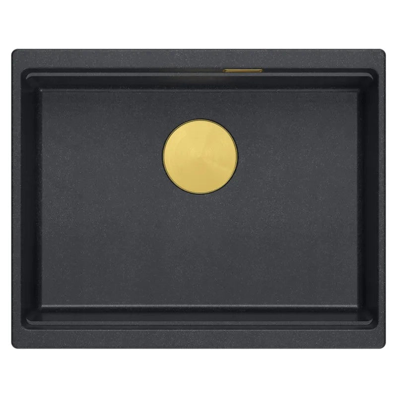 Lavello In Granito Logan 100 Black Metallic Tappo oro
