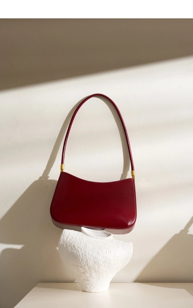 Borsa tote da donna in vera pelle, colore rosso