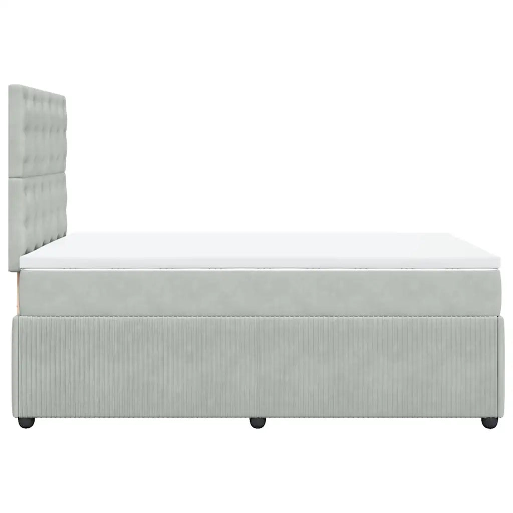 Giroletto a Molle con Materasso Grigio Chiaro 120x200cm Velluto