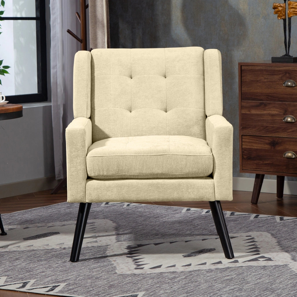 Set di poltrone 2 pezzi con cuscini in schiuma ad alta densità, tessuto resistente e gambe in legno beige