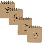 Set di Quaderni da Notizie a Spirale da 4 - Legatura a Spirale - 70 Pagine - 8,4 x 9,5 cm - Interno Bianco - Ideale per Schizzi - Quaderno da Notizie