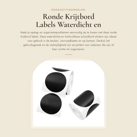 Etichette per Tavolo di Scrittura - Etichette Acqua Resistenti - Etichette Riciclabili - Etichette Ronde - Per Cucina/Armadio - Etichette per Tavolo di Scrittura - 2 Pacchi