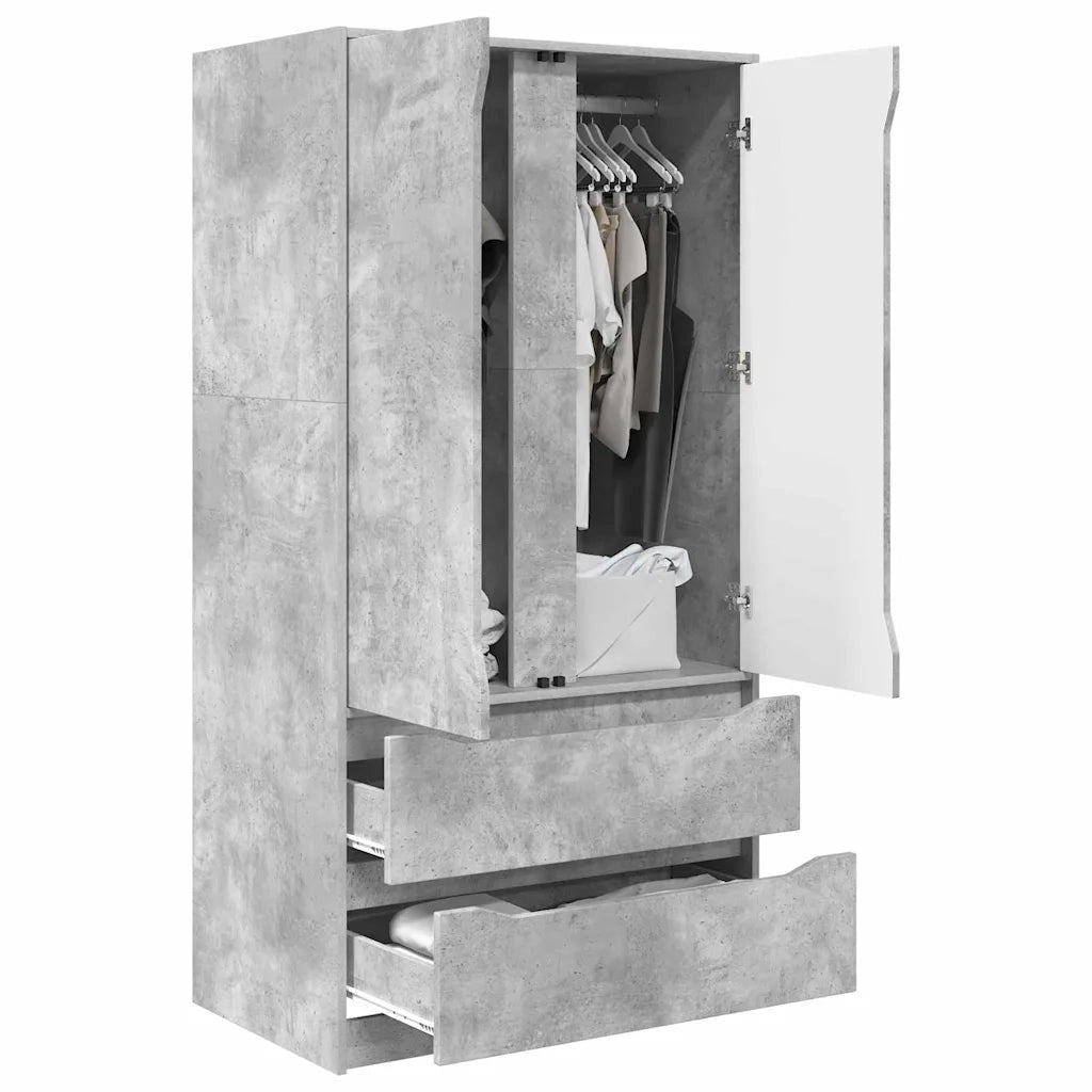 Guardaroba con cassetto Grigio Cemento 79,5 x 49 x 156 cm