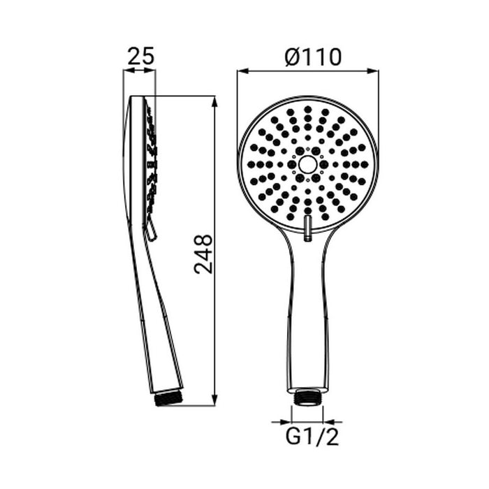 Doccetta cromata a 5 getti con risparmio d'acqua - serie rodi