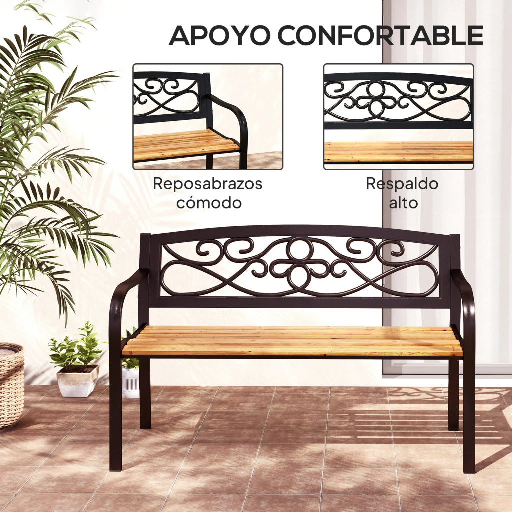 Divano da giardino 2 posti ¨C zephmum ¨C nero e legno 127x56x80