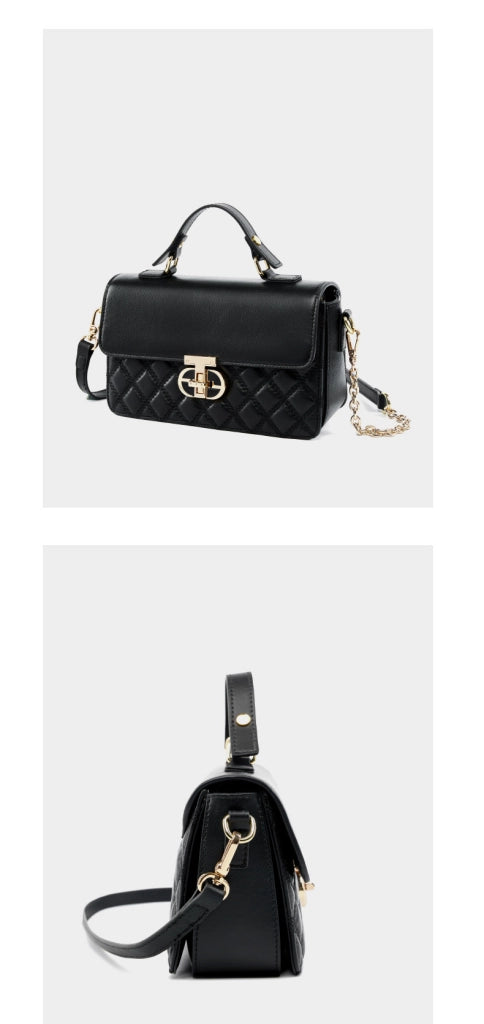 Borsa a tracolla da donna in vera pelle nera
