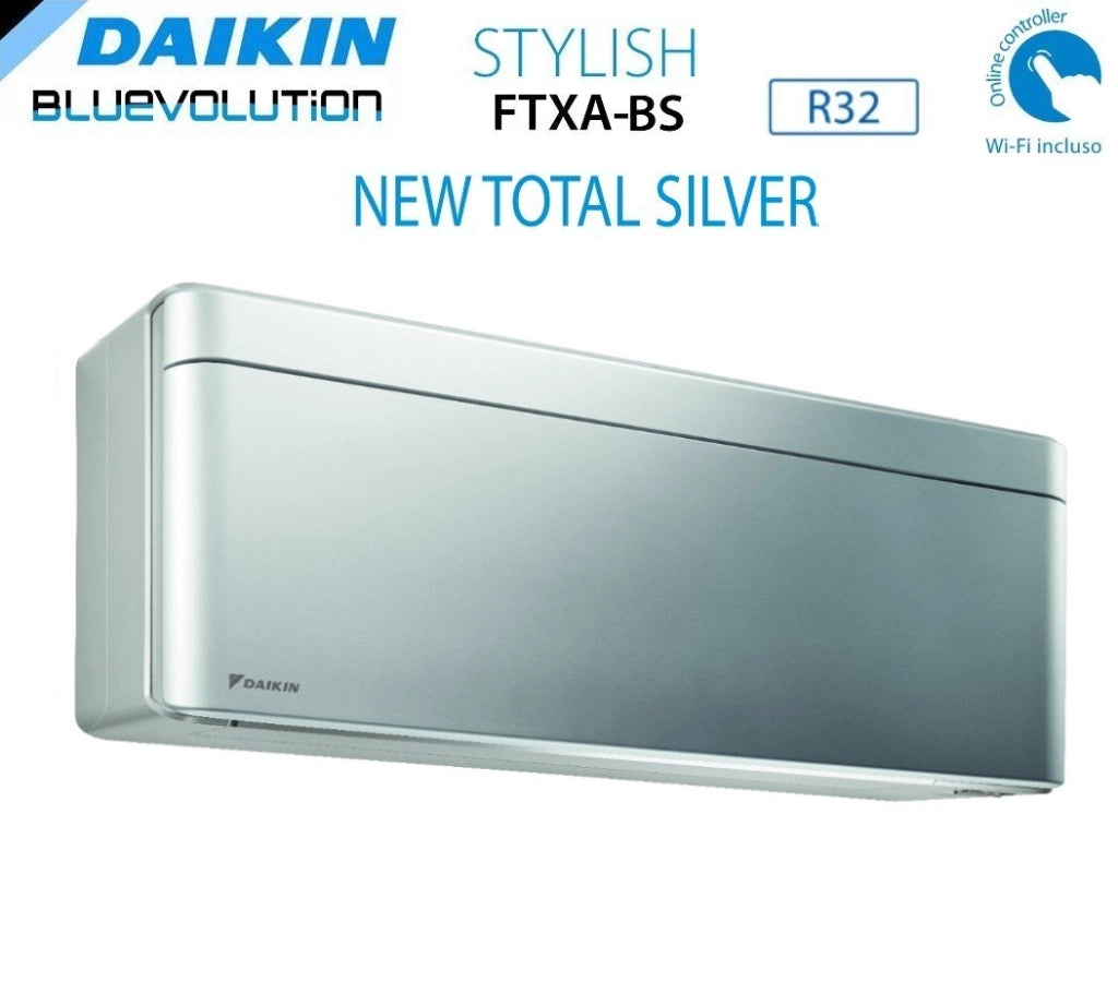 Climatizzatore Condizionatore Daikin Bluevolution Quadri Split Inverter serie STYLISH TOTAL SILVER FTXA-BS 9+9+12+12 con 4MXM80N R-32 Wi-Fi Integrato 9000+9000+12000+12000 colore GRIGIO Garanzia Italiana- Novità 2020