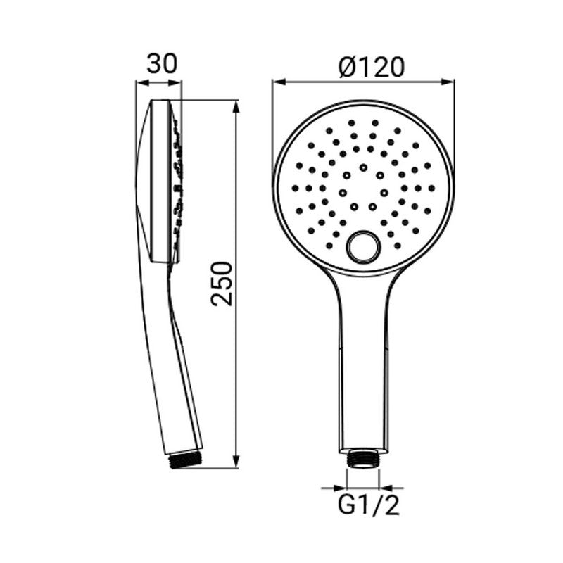 Doccino cromato a 3 getti con pulsante comando - serie koleos