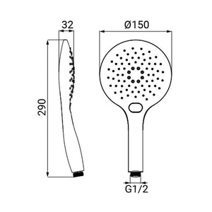 Doccino cromato a 3 funzioni con pulsante cambio getto - serie Astra