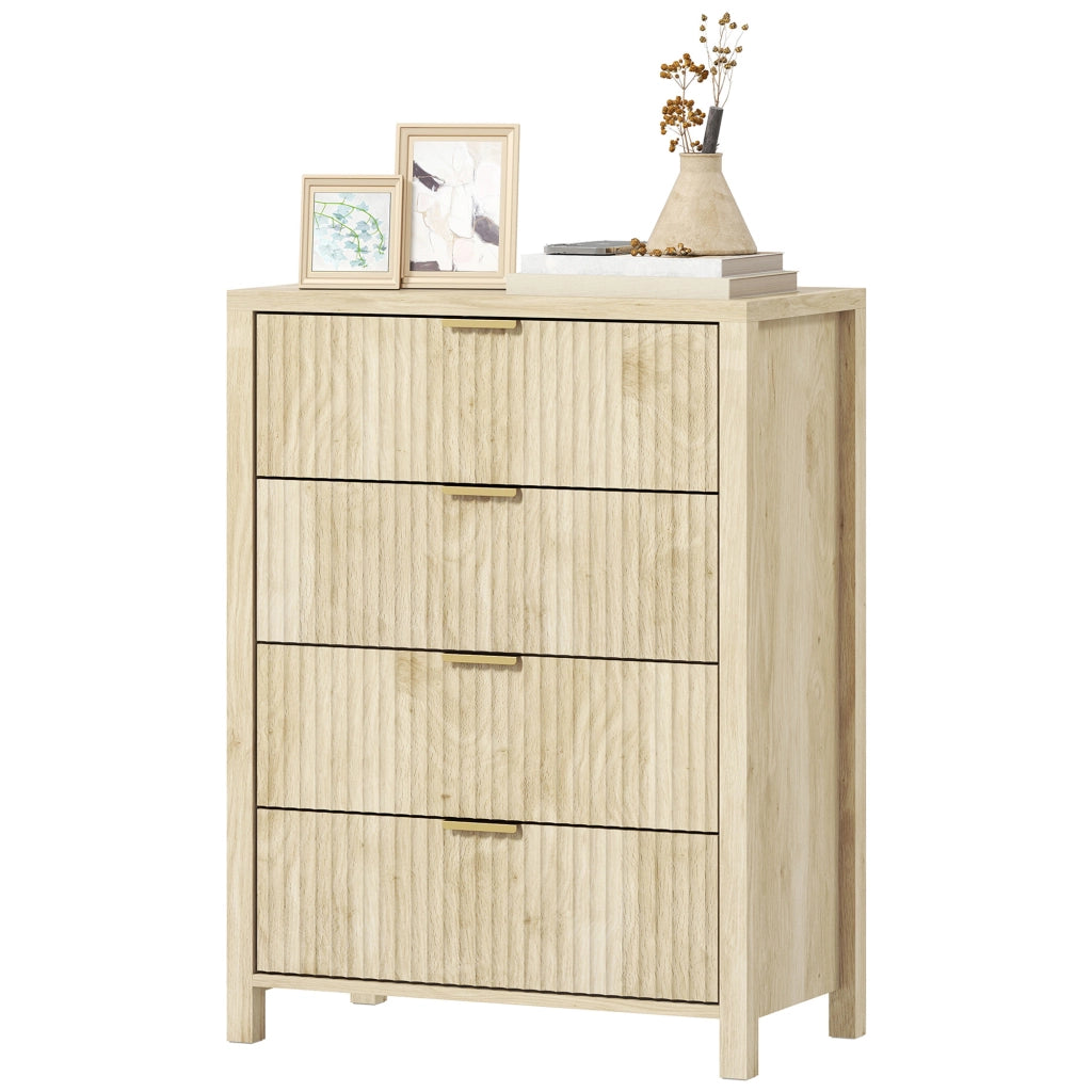 Cassettiera 4 Cassetti Legno Naturale ¨C zephmum ¨C 70x38x93 cm