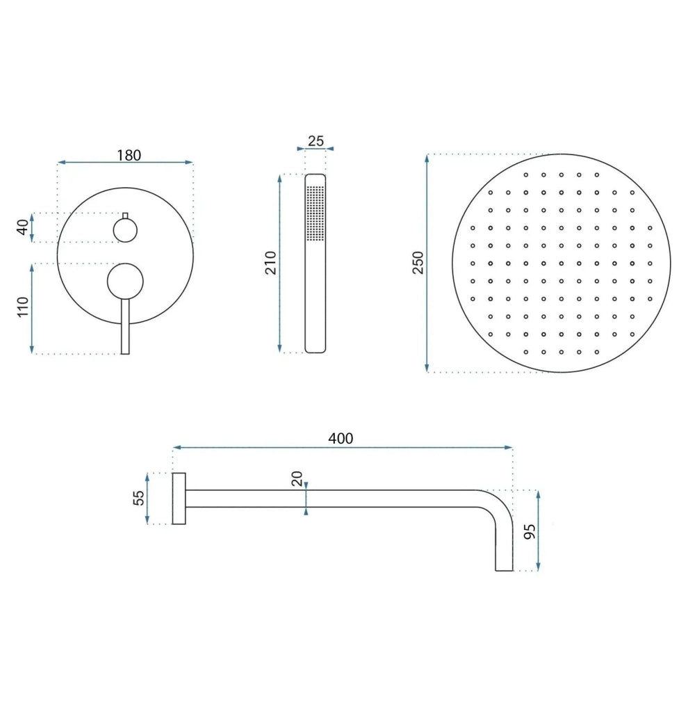 Set Doccia Da Incasso Rea Foss Clif Black + Box