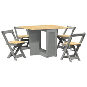 Set da Pranzo 5 pz Corona Pieghevole Grigio in Legno di Pino CFW2942997