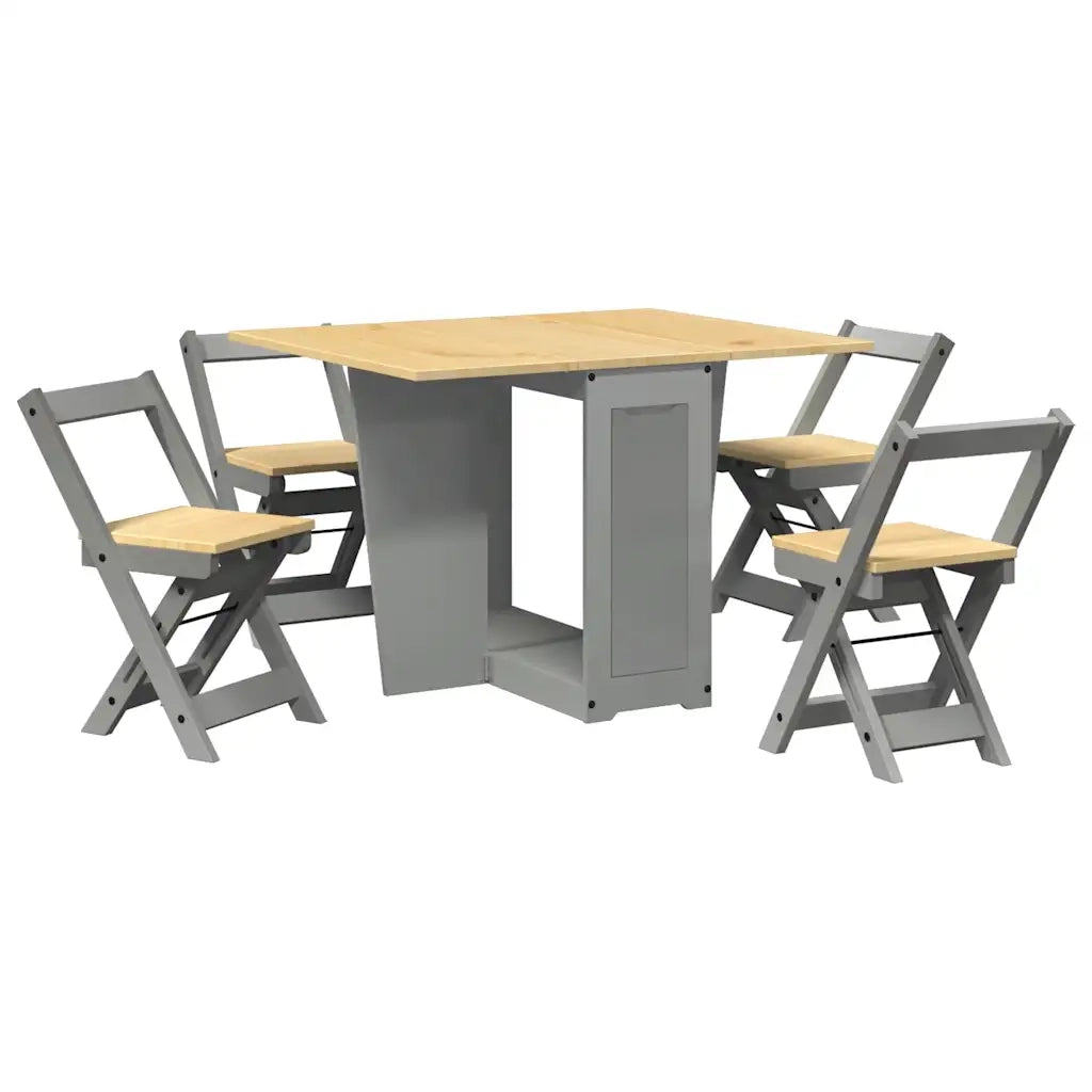 Set da Pranzo 5 pz Corona Pieghevole Grigio in Legno di Pino CFW2942997