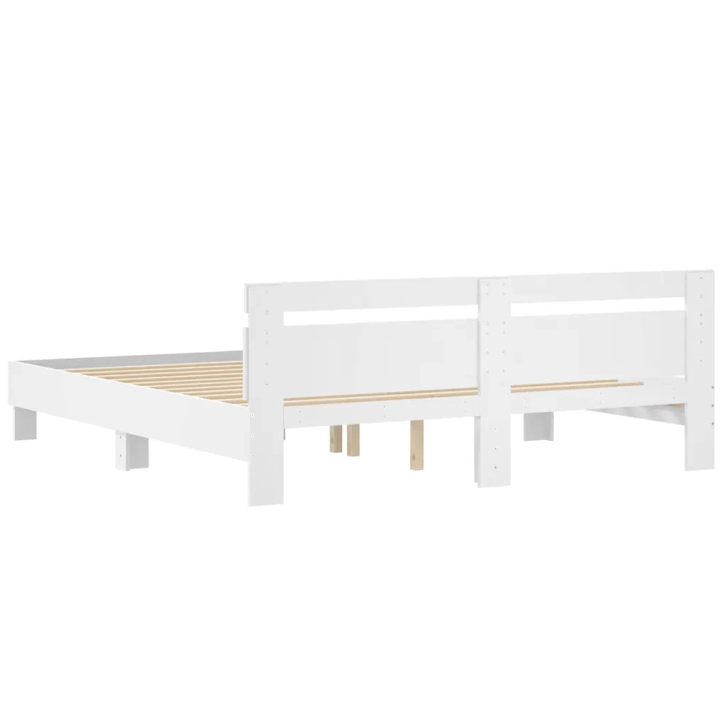 Giroletto con Testiera Bianco 160x200 cm in Legno Multistrato 3207406