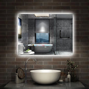 specchio 80 x 60 cm rettangolare con luce led antiappannamento e touch