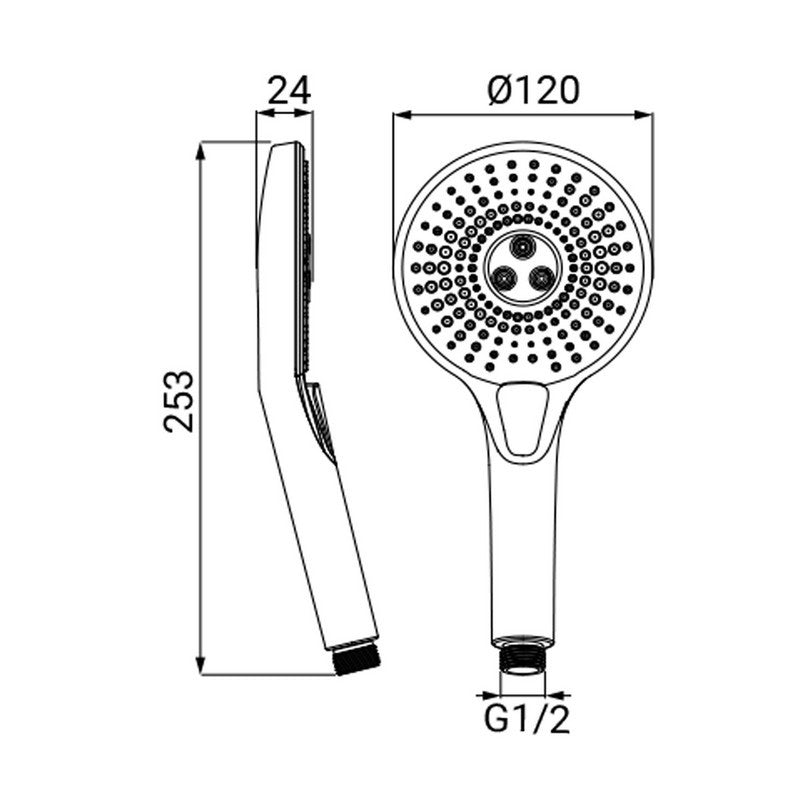 Doccino nero e cromato a 3 getti - Serie Vortex