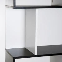 Mobile Libreria in Legno a 5 Ripiani con Divisorio, 60x24x184.5 cm, Bianco e Nero