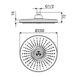 Soffione nero e cromato 1 funzione - Serie Vortex