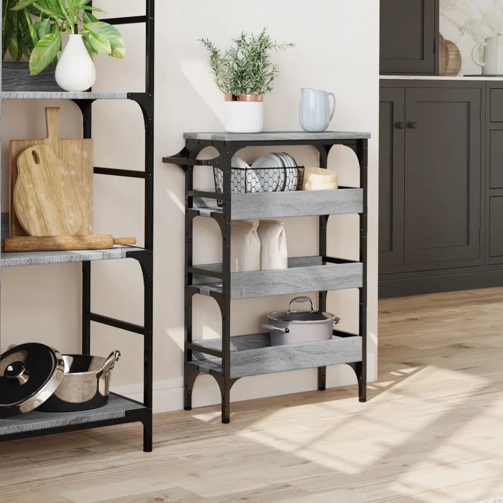 Carrello da Cucina-Scaffale per Cucina Grigio Sonoma 53x20x76 cm Legno Multistrato