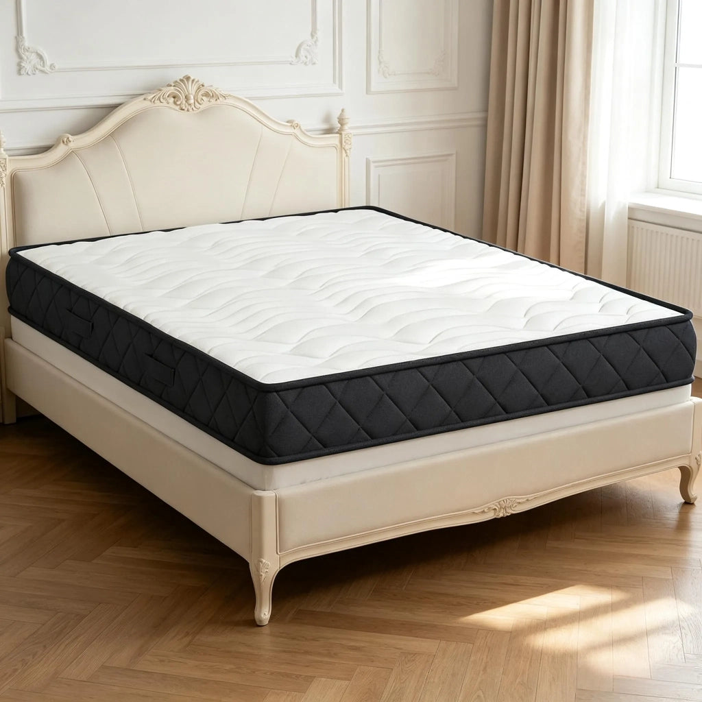 Materasso in Memory Foam e Schiuma Ondulata con Base Antiscivolo 140x190x20 cm; Bianco e Grigio