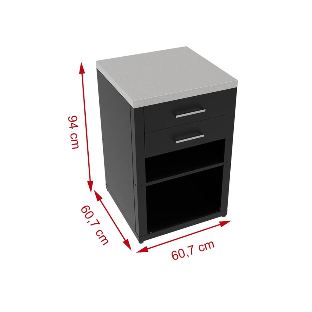 Modulo cassettiera con 2 cassetti e mensola centrale – Sistema Cucina Outdoor Componibile 60,7x60,7 h.94cm