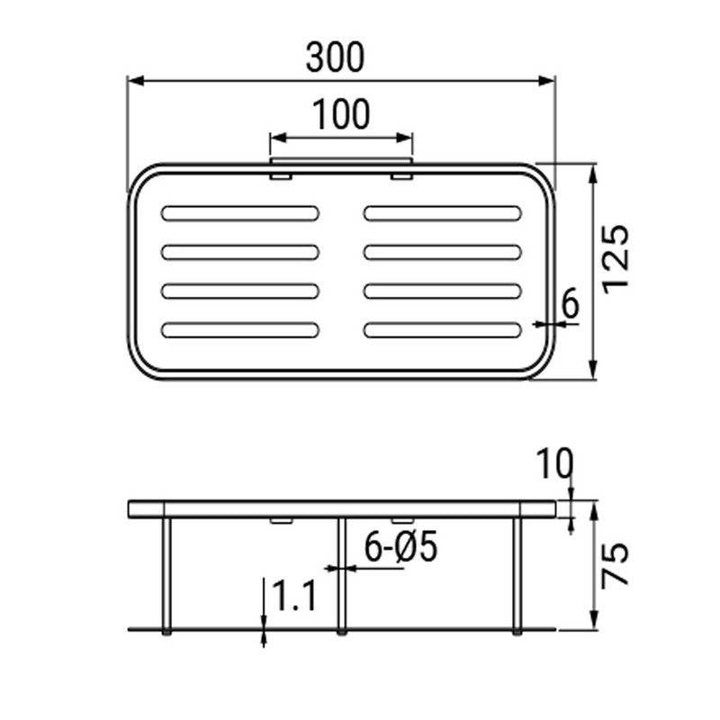 Mensola doccia rettangolare in inox