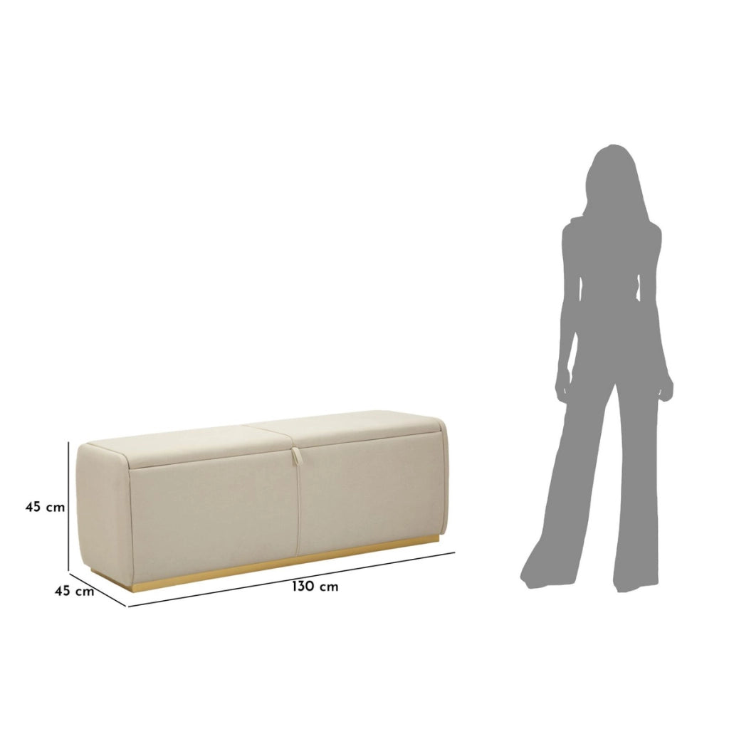 Panca con Portaoggetti VKH766, Beige, Legno, 130x45x45 cm