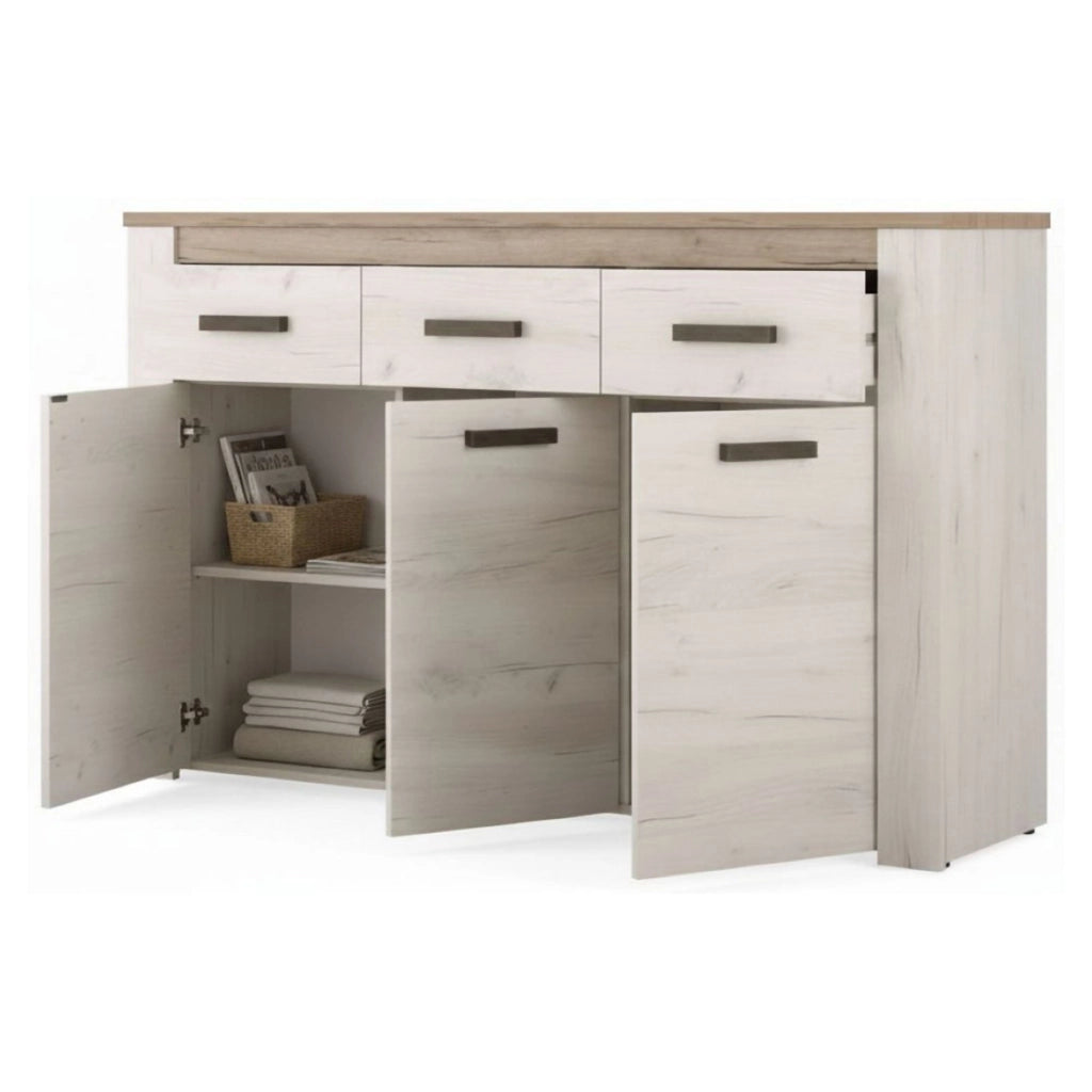 Madia Scena, Credenza 3 Ripiani, 160x36.5x98h cm Bianco Larice
