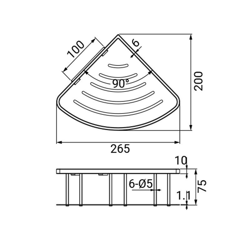 Mensola doccia angolare in inox