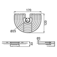 Mensola doccia bassa porta oggetti x asta 19-25 mm cromo
