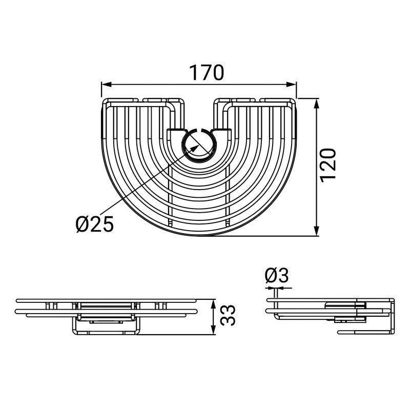 Mensola doccia bassa porta oggetti x asta 19-25 mm cromo