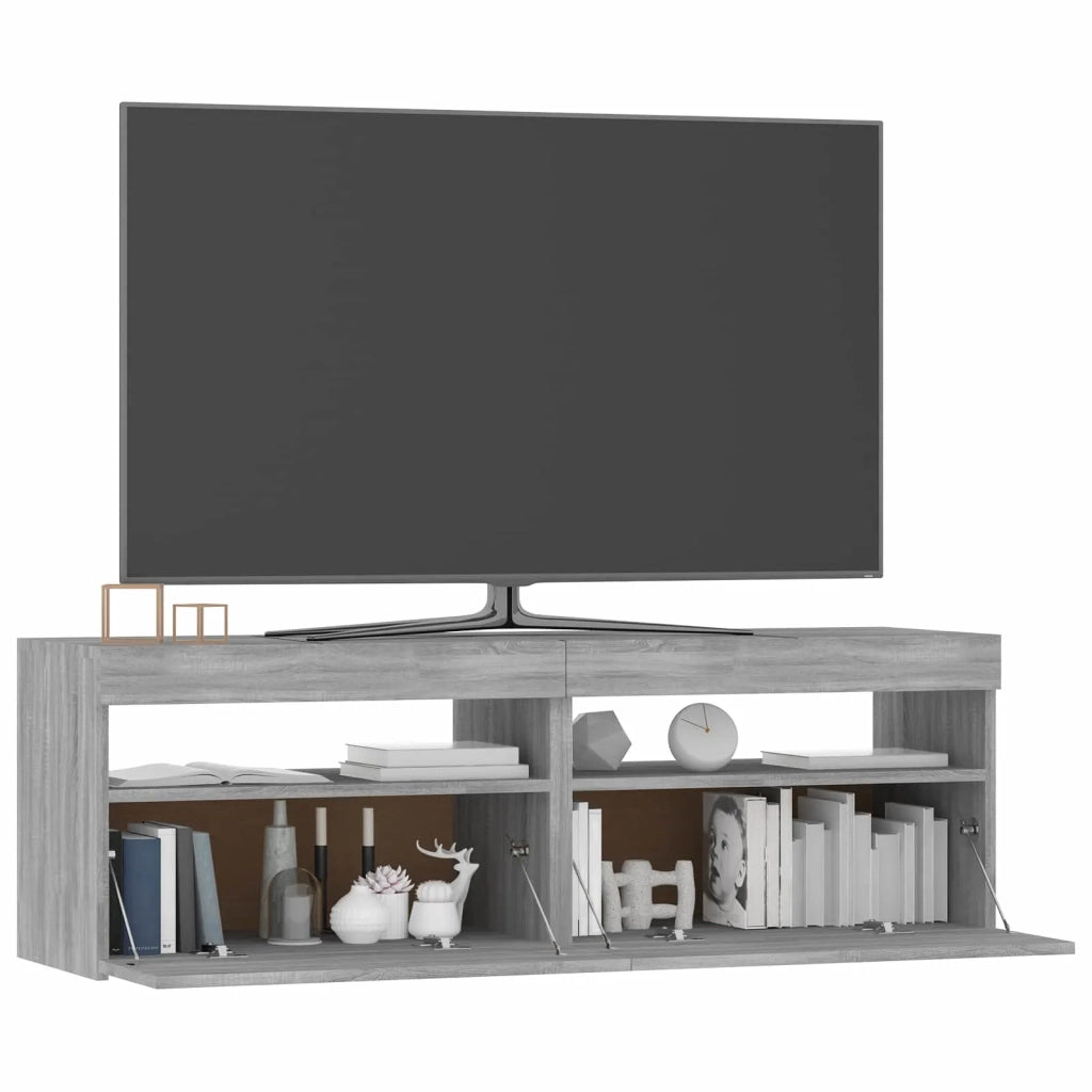 Mobile Porta TV con Luci LED Grigio Sonoma 120x35x40 cmcm 815673