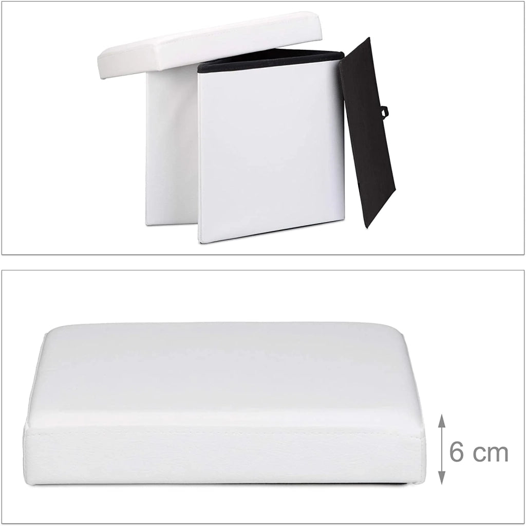 Pouf/sgabello pieghevole contenitore stabile materiale sintetico 38 cm bianco 13_0002806