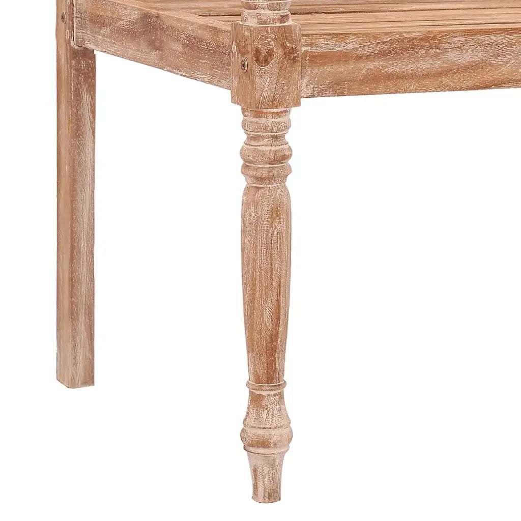 Panca Batavia 120 cm Bianco Slavato in Legno Massello di Teak 316035