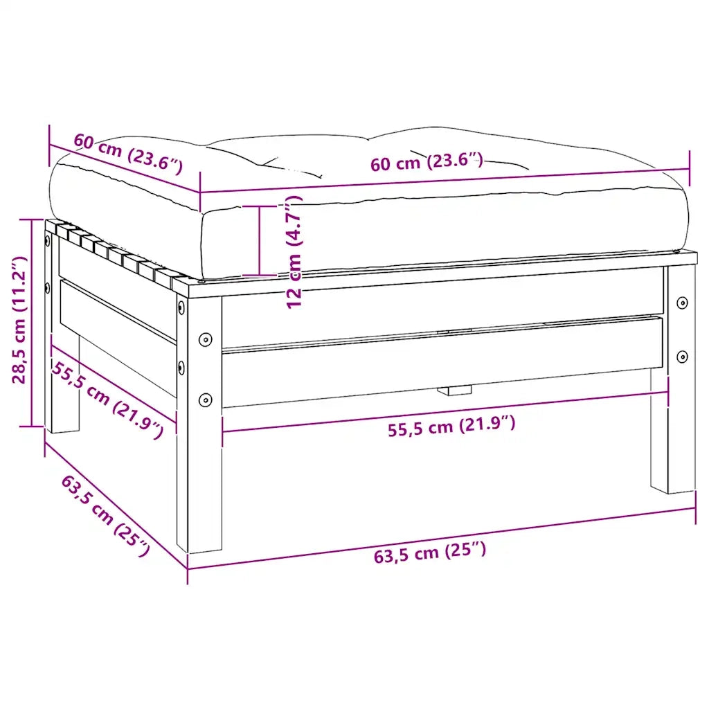 Divano da Giardino a 2 Posti con Cuscini Grigi Massello di Pino 806657