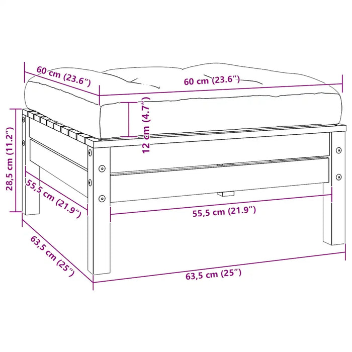 Divano da Giardino a 2 Posti con Cuscini Grigi Massello di Pino 806657