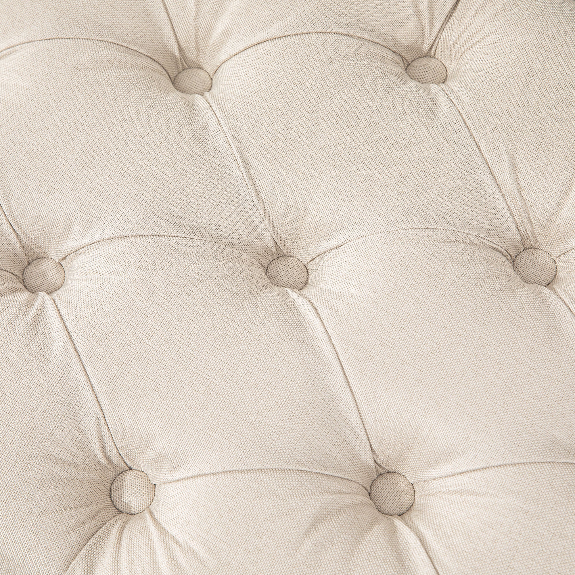 Panca Fondoletto Seduta Trapuntata a Bottoni 120x41x48 cm Crema