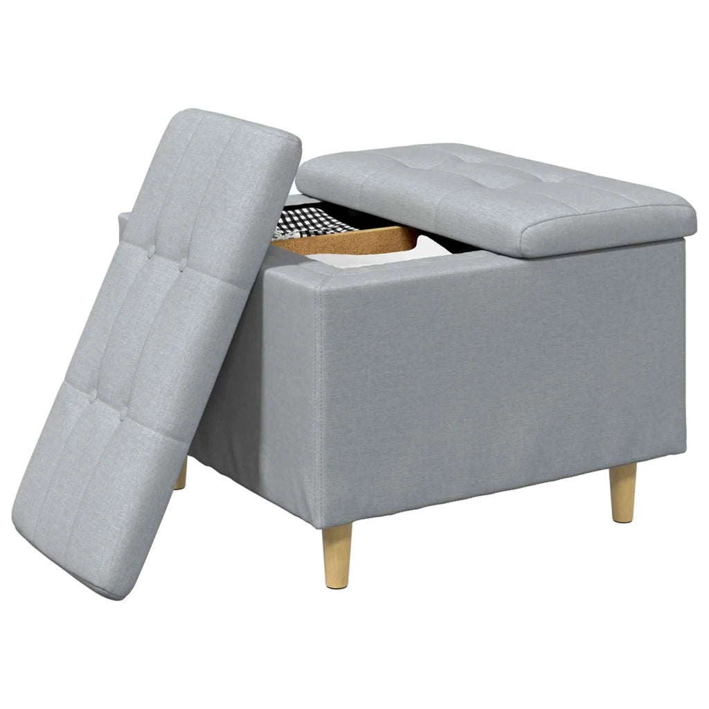 Pouf contenitore Grigio chiaro 60 x 60 x 45 cm Tessuto