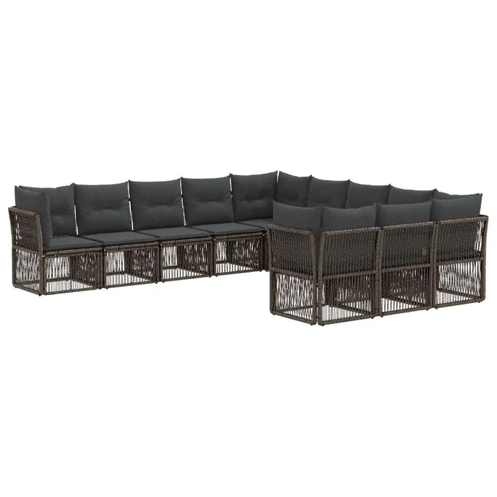 Set Divano da Giardino 11 pcs Grigio polyrattan 3434393