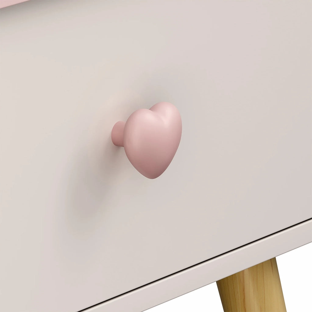 Comodino per bambini comodino cassettiera mobile contenitore 31 x 38 x 30 cm bianco e rosa 03_0011028