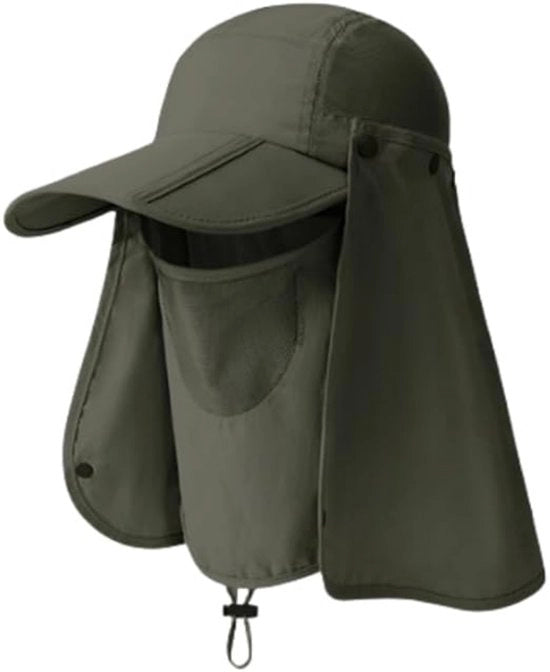 Cappello da pesca - Con protezione facciale e collo - Protezione solare UPF 50+ - Protezione estiva - Cappello da pesca respirante per uso all'aperto per uomini e donne - Cappello da spiaggia rimovibile con grande ala